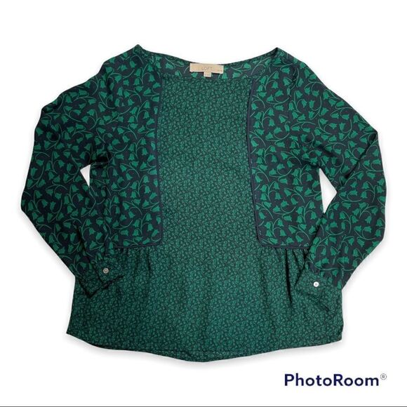 Ann Taylor LOFT Floral Top in Green & Navy, size SP, EUC - Picture 2 of 7